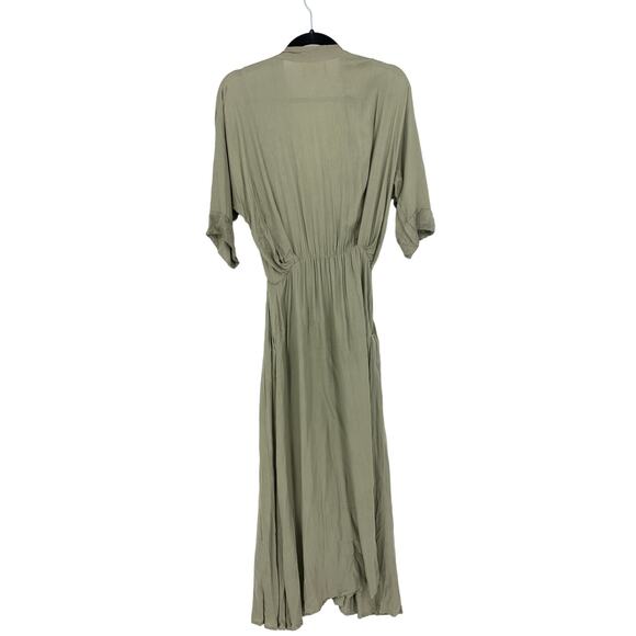 Uma and Leopold Uma Maxi Kaftan Dress Women's Sz Small Light Olive Green V-Neck - Picture 7 of 7